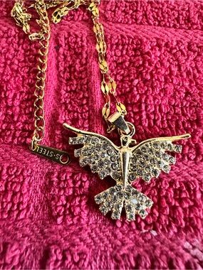 Gold Crystal Bird Pendant Necklace - Unbranded